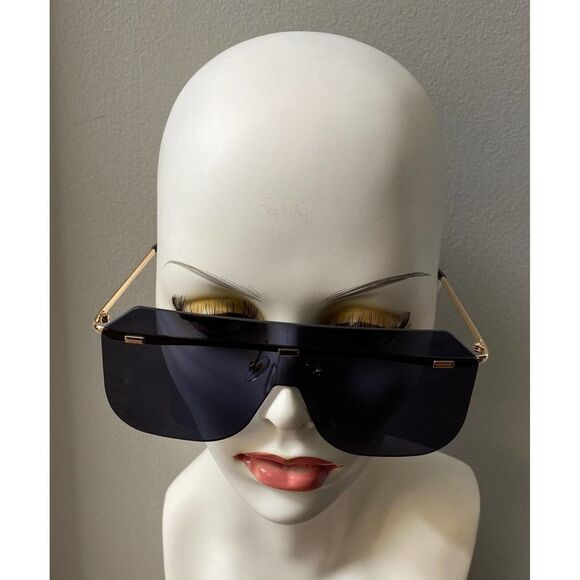 Unisex Rimless Black Sunglasses - Picture 8 of 9
